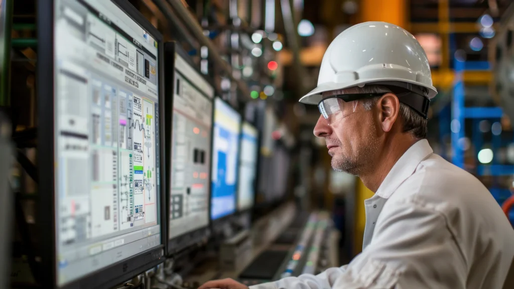 Technicien en intervention sur un site industriel